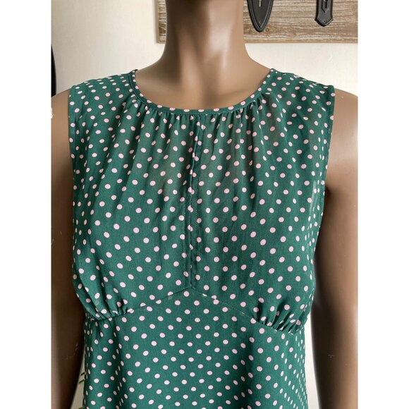 CABI Womens Green & Pink Polka Dot Sleeveless Blouse S Top - Picture 9 of 10